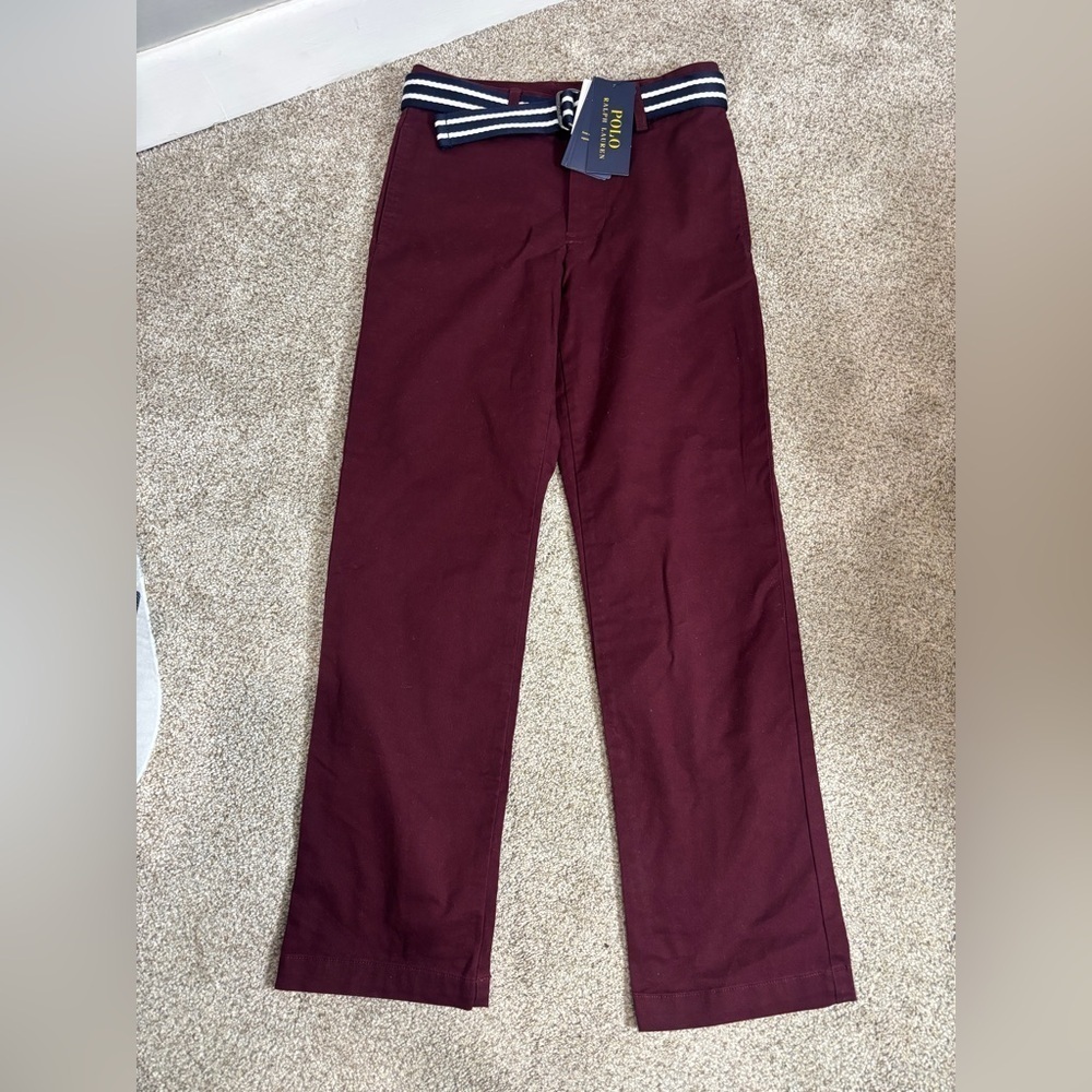 NEW! Polo Ralph Lauren Stretch Straight Fit Chino Pants boy’s Red Maroon Size 8
